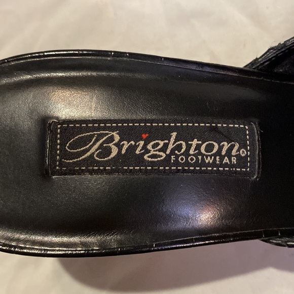 Brighton Black Leather Paige Mule Slide Kitten Heels - Picture 12 of 13